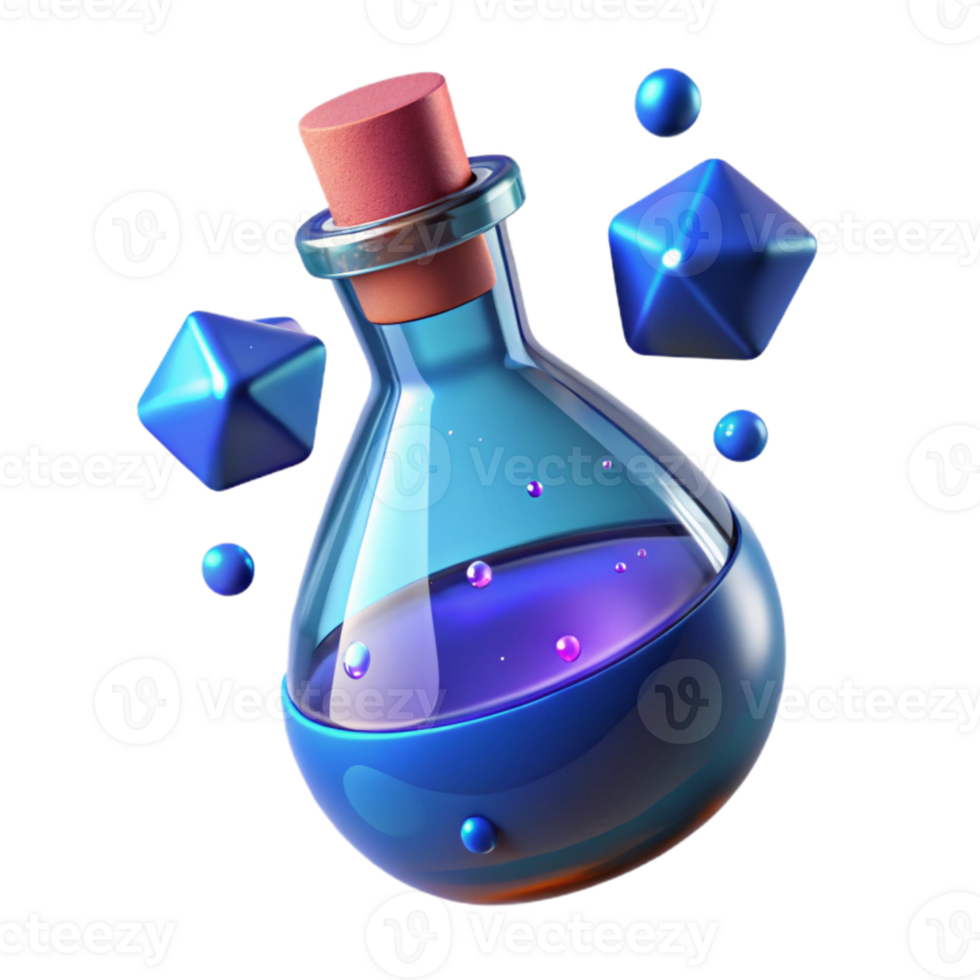 extraordinary contemporary Potion Vial Isolated with Blue Liquid authentic png