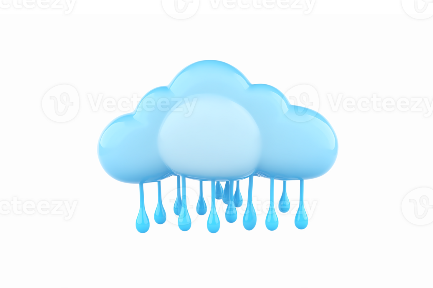 Cartoon Style Blue Rain Cloud with Raindrops on Transparent Background png