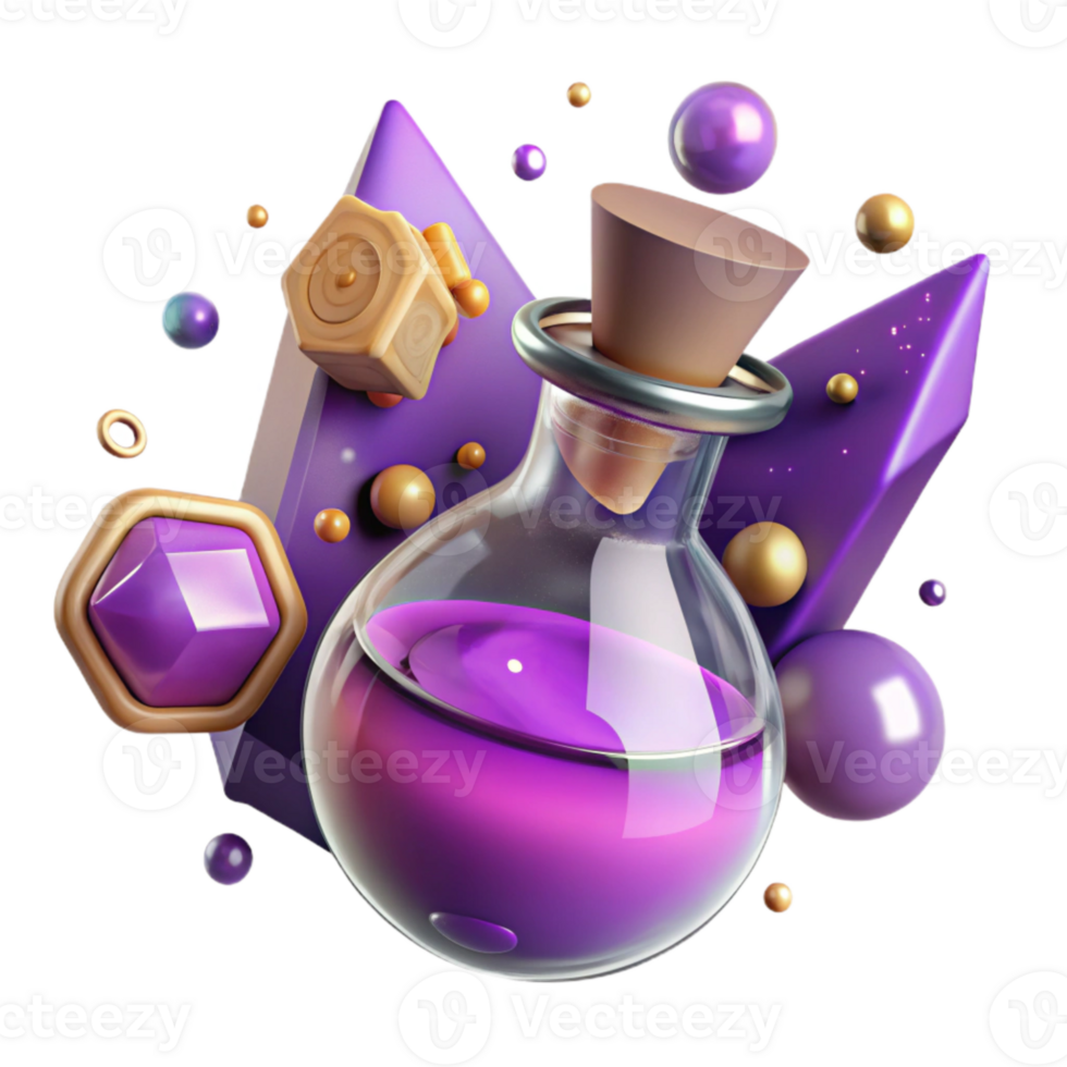 vibrant artistic Potion Jar Transparent Background with Purple Liquid detailed png