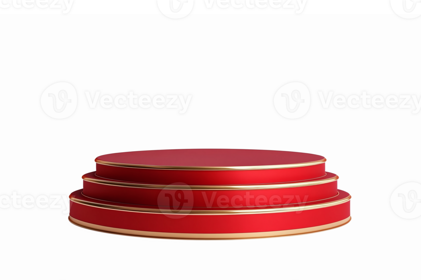Elegant Three Tiered Red Stage Platform with Gold Trim for Awards Presentations and Events png