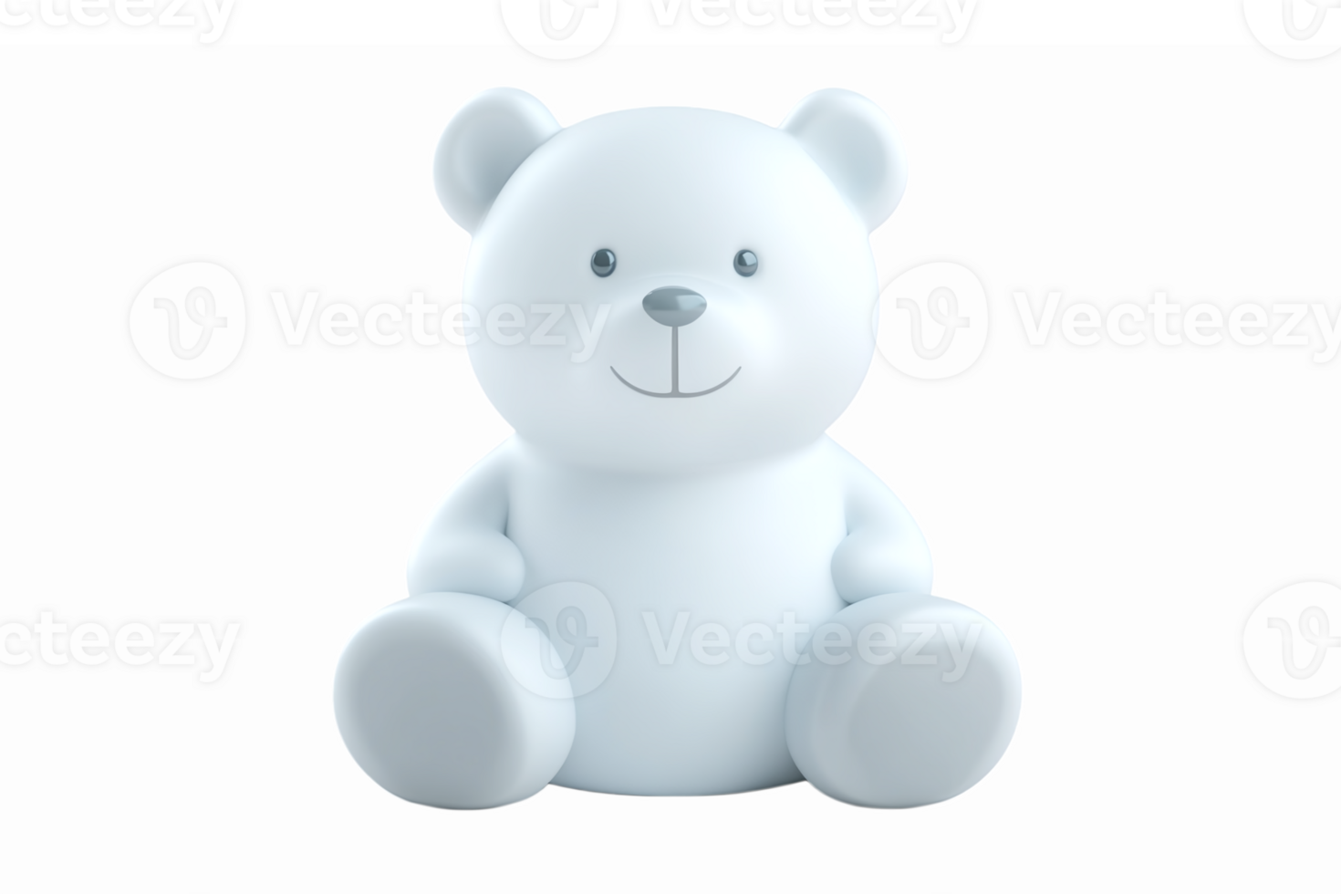 Adorable White Teddy Bear Sitting Cute Soft Toy Character with Friendly Expression png