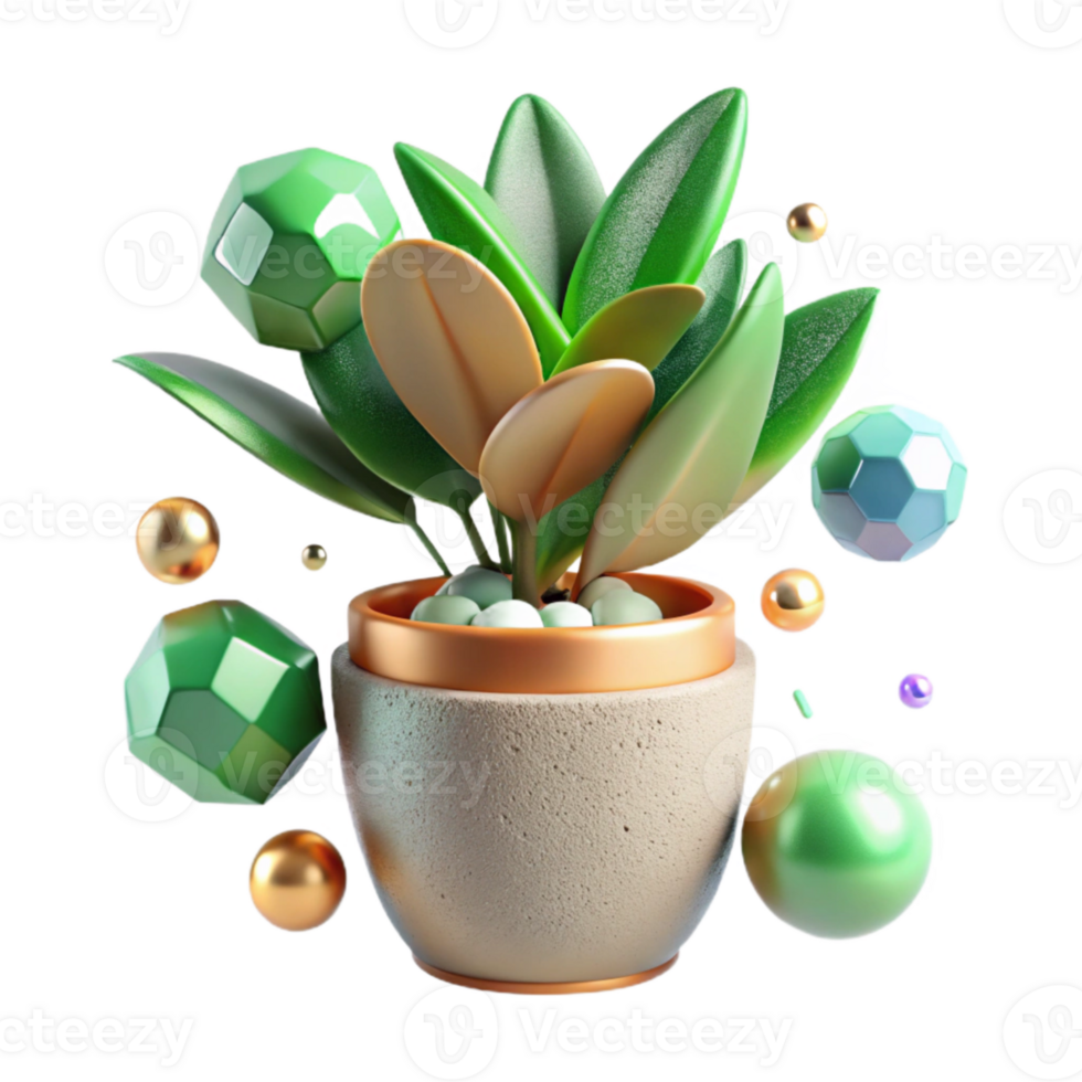 magnificent modern Potted Green Plant Side View Transparent Background high resolution png