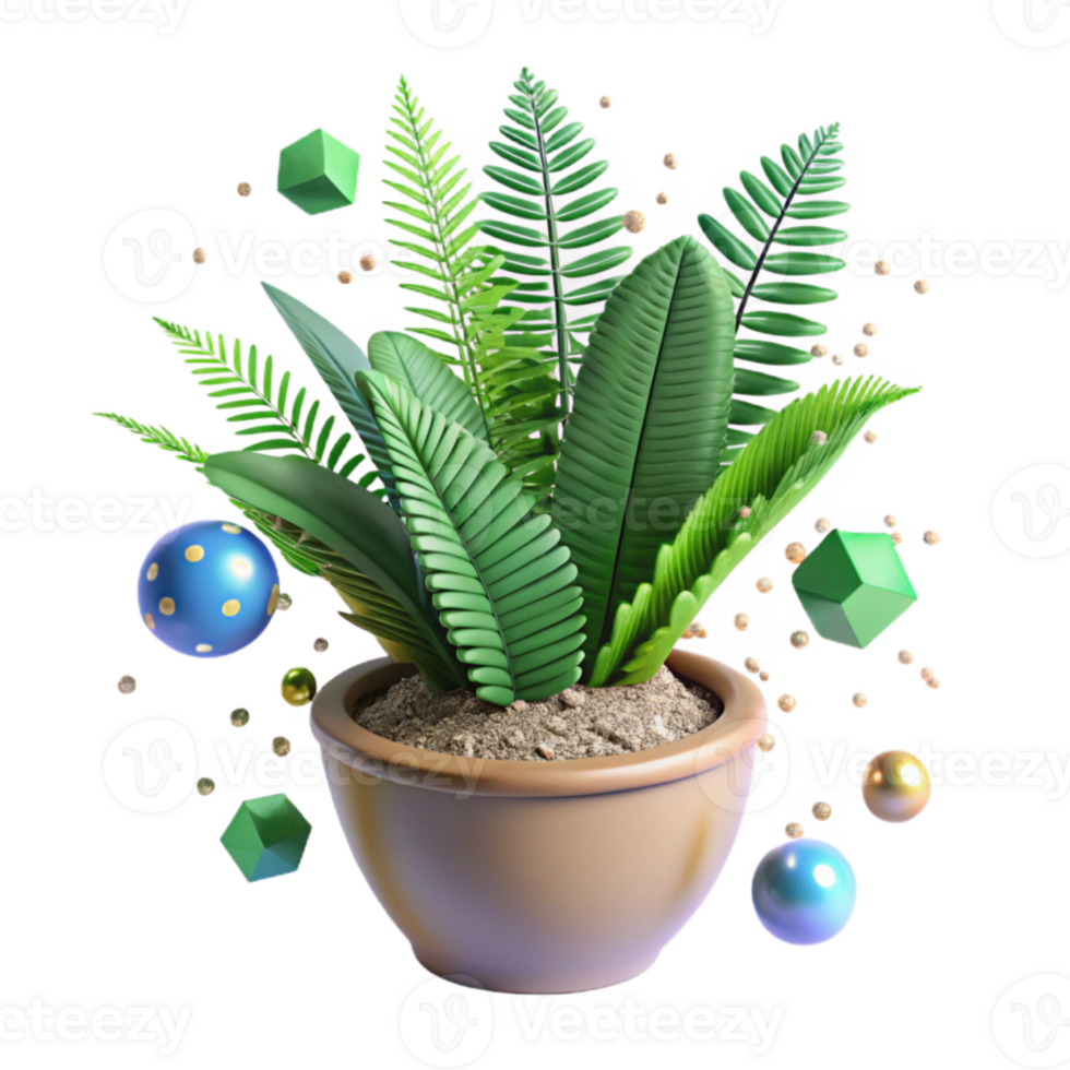 impressive contemporary Potted Fern Plant Lush Green Isolated Element premium png