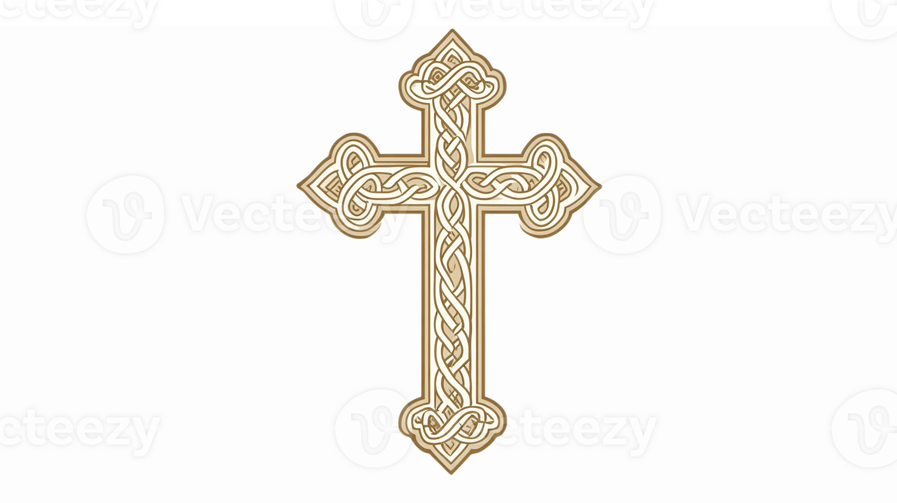 Elegant Celtic Knot Cross Design with Intricate Patterns on Transparent Background png