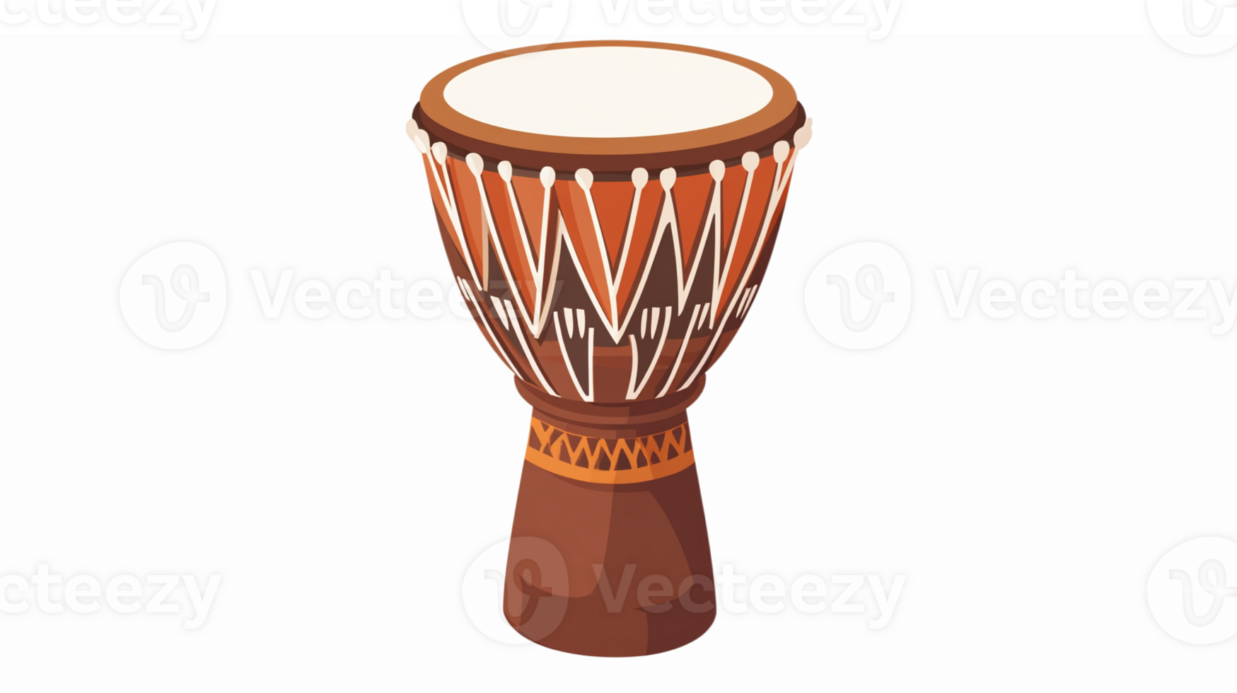 Colorful Handcrafted African Djembe Drum with Intricate Patterns and Textured Surface png