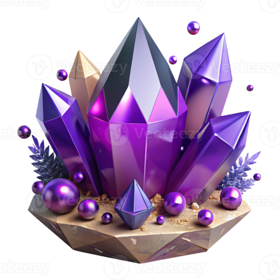 elegant classic Purple Amethyst Crystal Cutout with Sparkling Facets detailed png