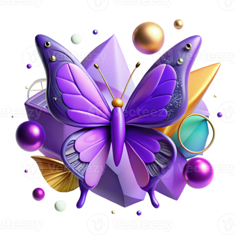 magnificent modern Purple Butterfly Wings Closed Cutout detailed png
