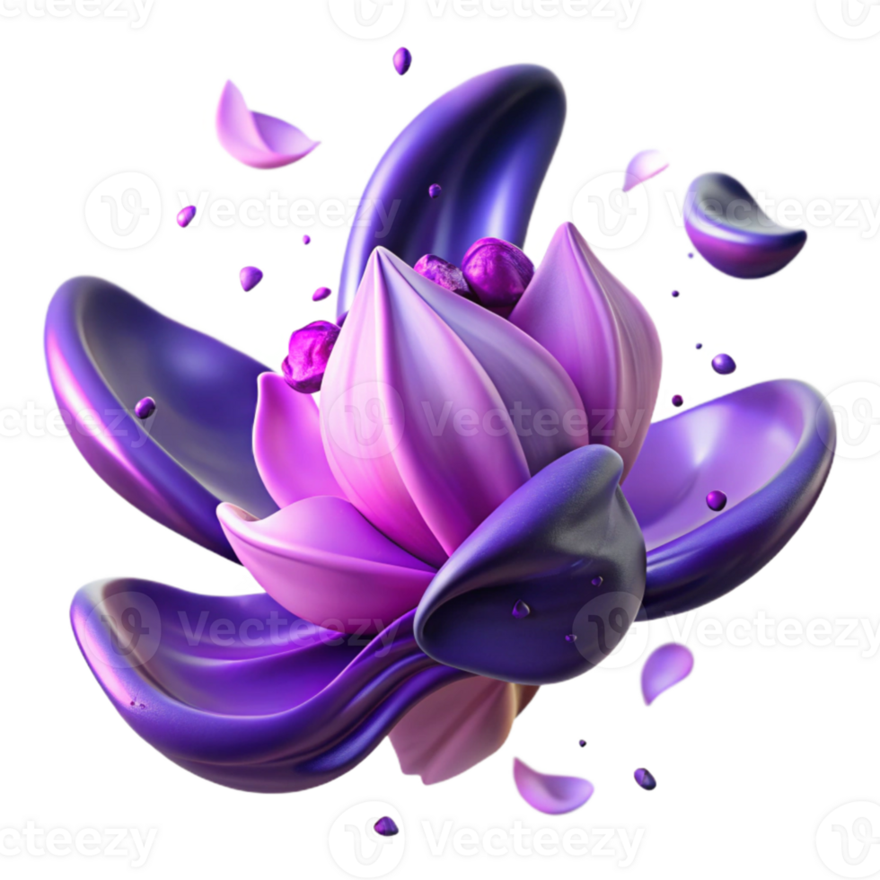 stunning minimalist Purple Flower Petals Blown by Whispering Winds Isolated png
