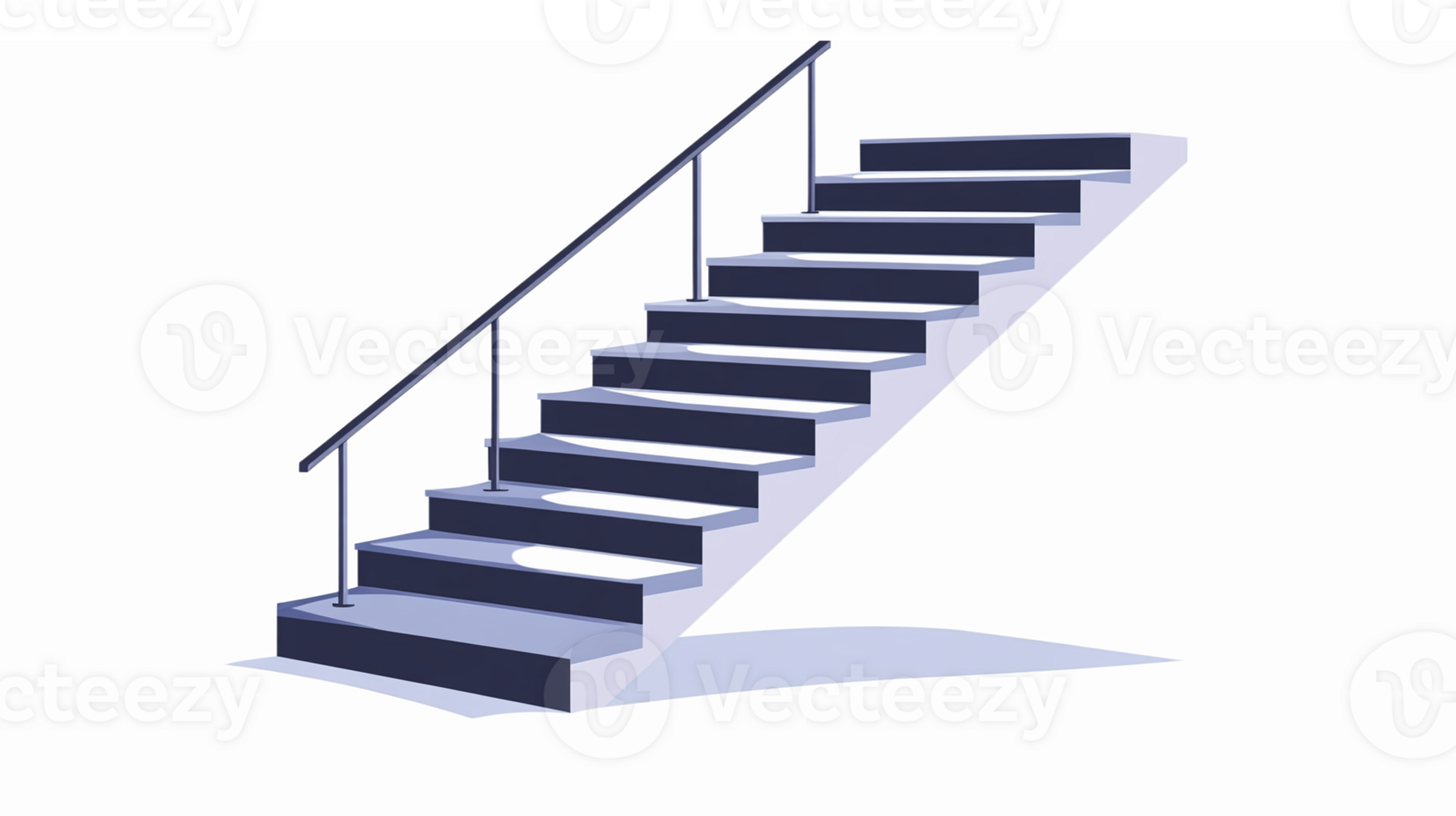 Modern Staircase with Handrail in Three Dimensional Design for Architectural Projects png