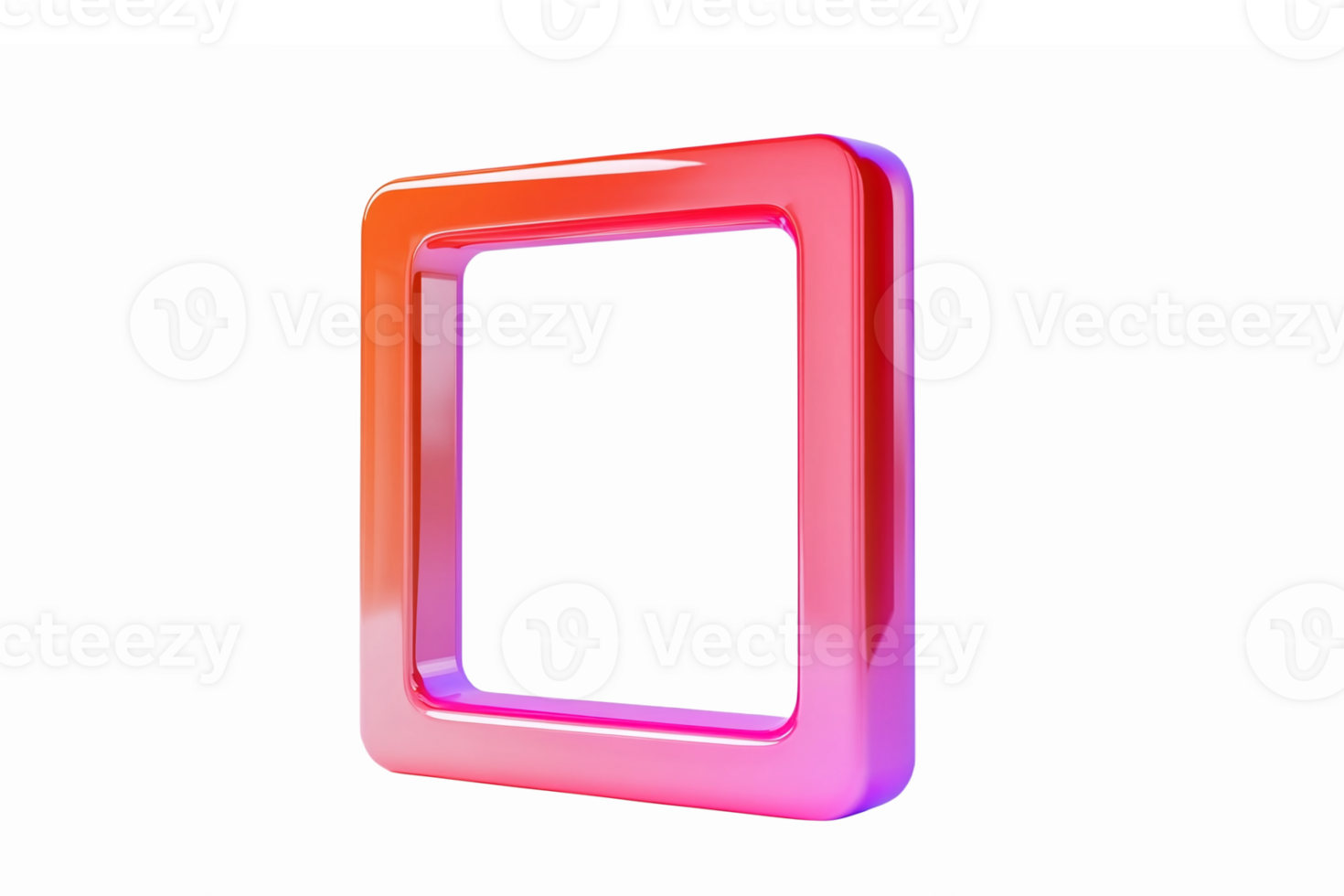 Glossy Colorful Square Frame with Transparent Background Ideal for Modern Design and Branding png