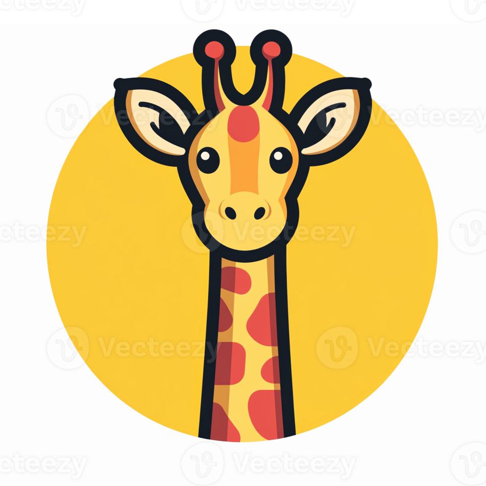 Playful Cartoon Giraffe Character with Friendly Expression on Bright Yellow Background png