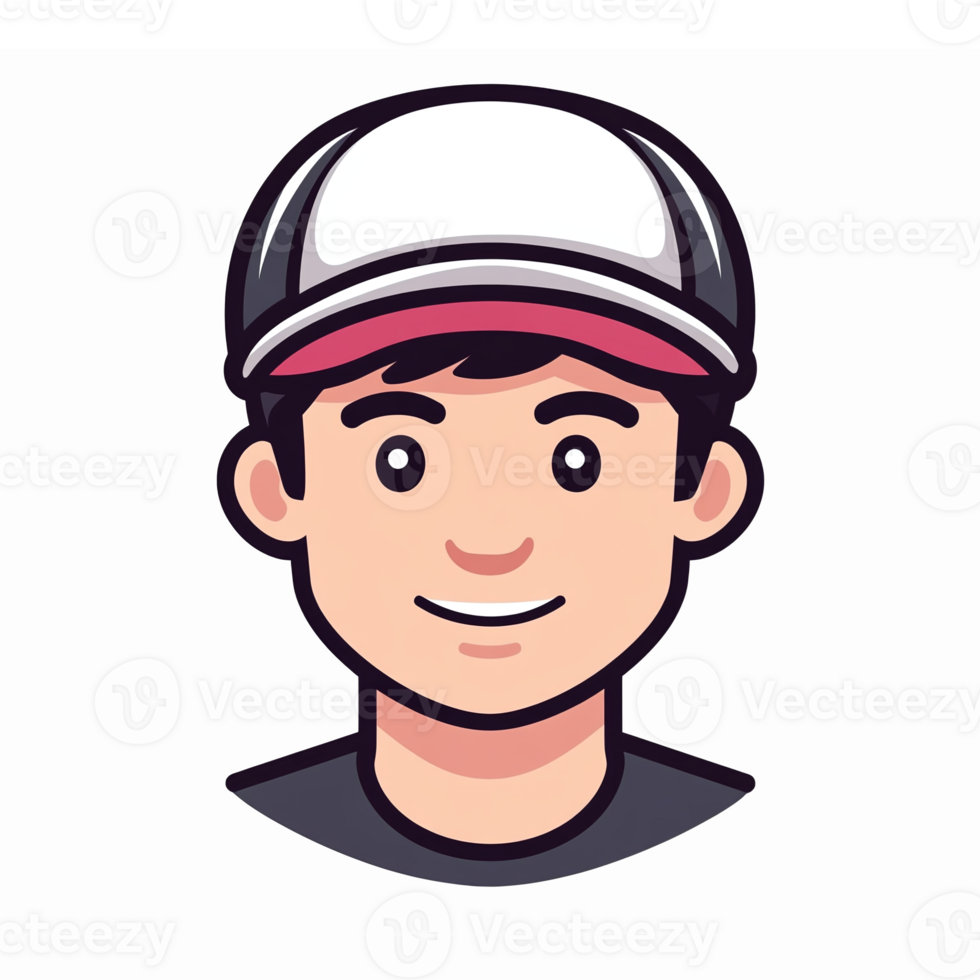 Friendly Young Male Character with Cap Smiling Illustration on Transparent Background png