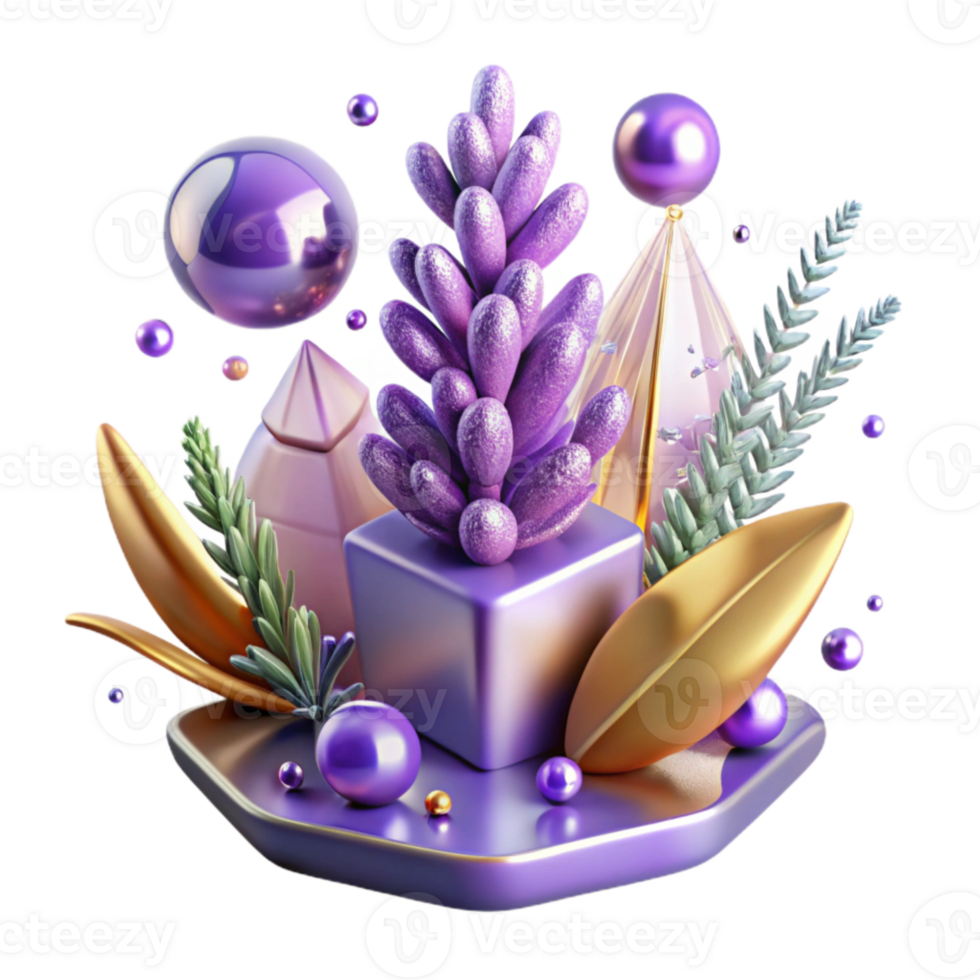 impressive minimalist Purple Lavender Sprig Blooming Isolated high resolution png
