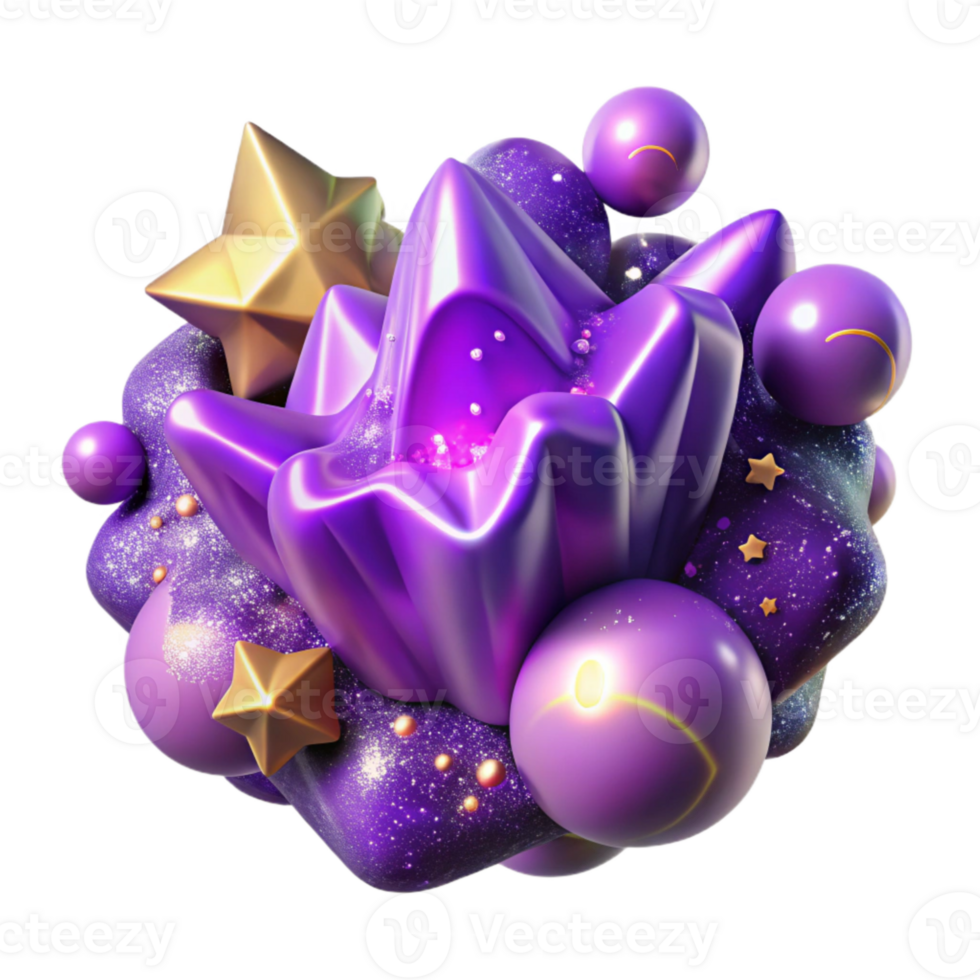 extraordinary creative Purple Nebula with Bright Stars Transparent Background high resolution png