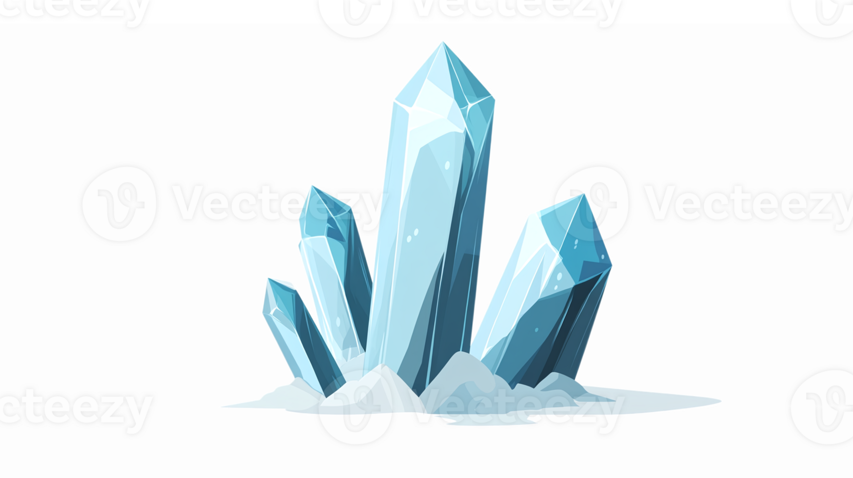 Sharp Ice Blue Crystal Cluster with Faceted Edges on Transparent Background png