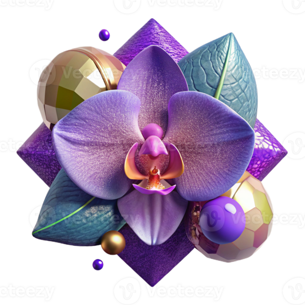 extraordinary vintage Purple Orchid Bloom Front View Cutout exclusive png
