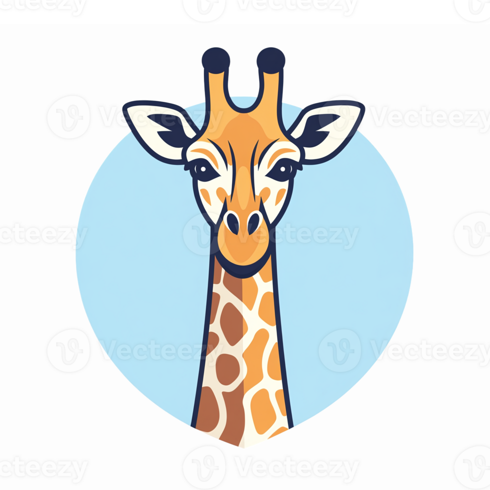 Cute Giraffe Character in Heart Shape Design with Soft Blue Background for Kids and Animal Lovers png