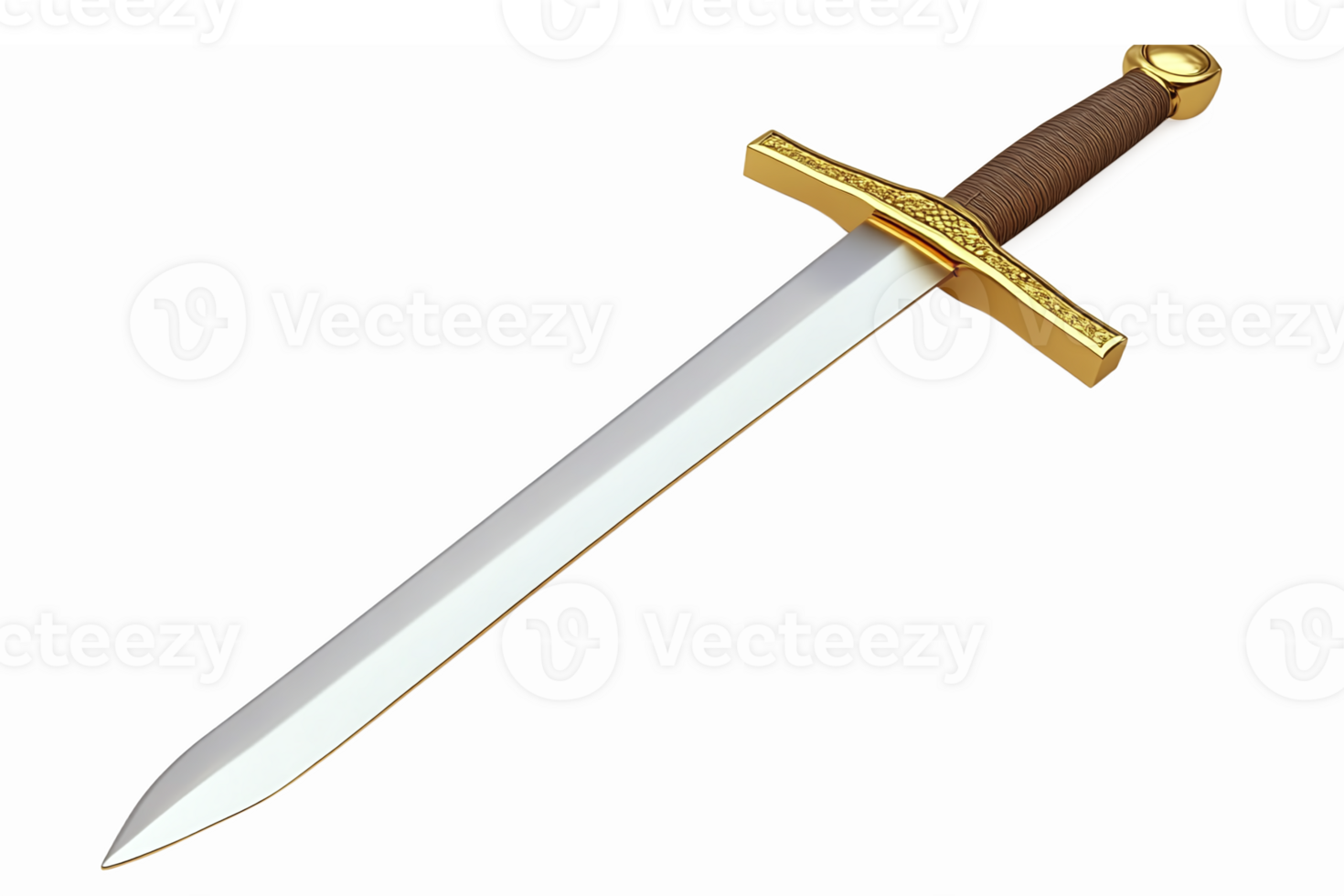 Realistic Dagger with Golden Hilt and Sharp Blade for Medieval Fantasy Illustrations png