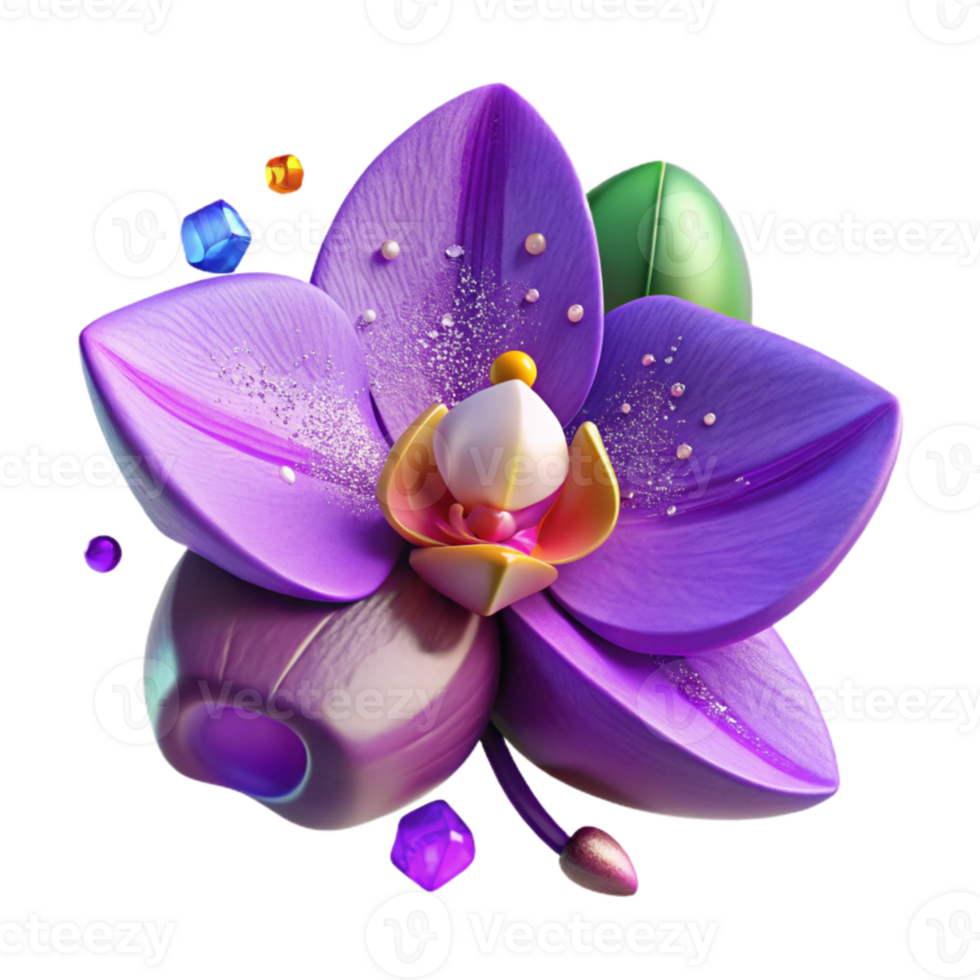 wonderful creative Purple Orchid Flower Side View Isolated detailed png
