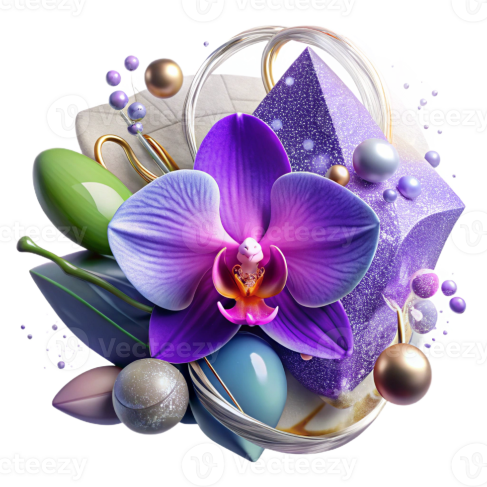 impressive abstract Purple Orchid Flower Isolated Element genuine png