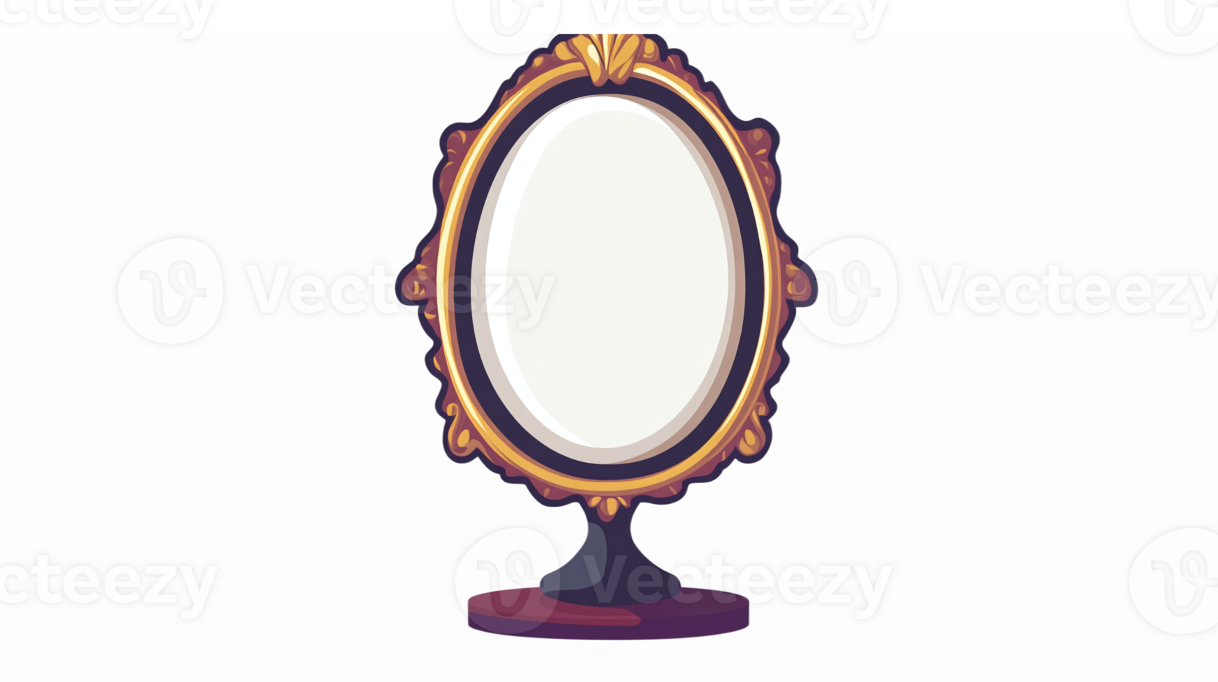 Elegant Vintage Decorative Mirror with Ornate Frame and Transparent Background png