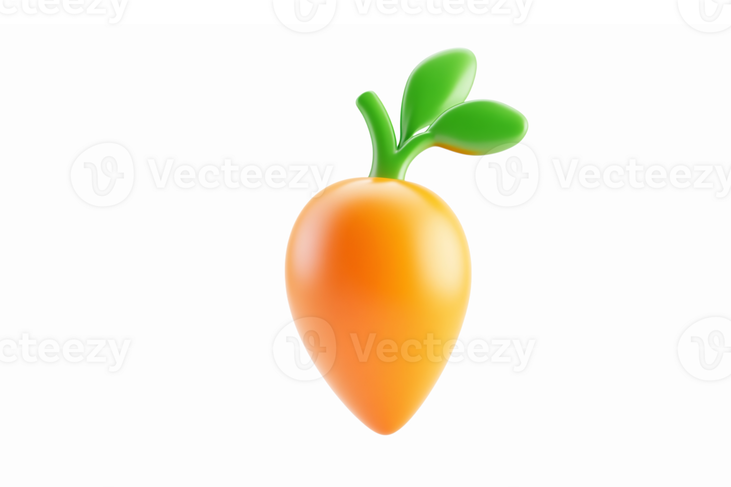 Vibrant 3D Carrot with Green Leaves on Transparent Background for Nutrition and Wellness Concepts png