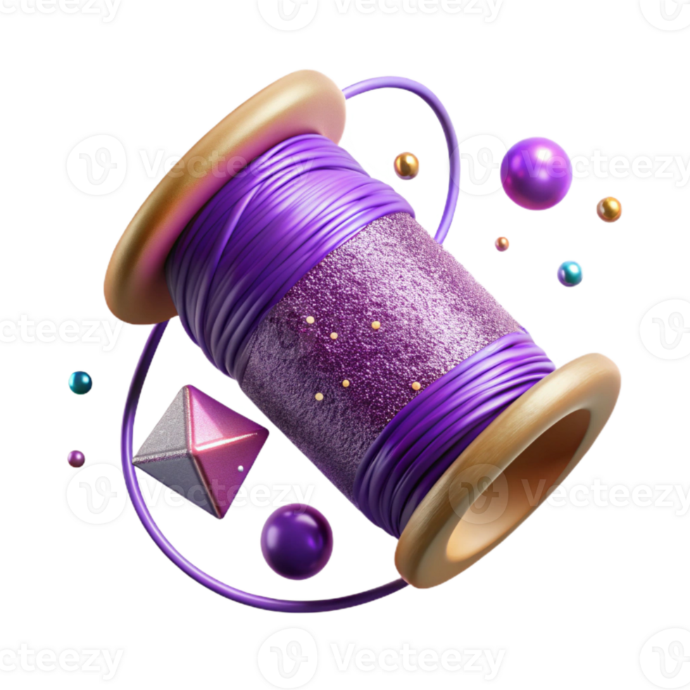 magnificent rustic Purple Thread with Glitter Effect Isolated premium png