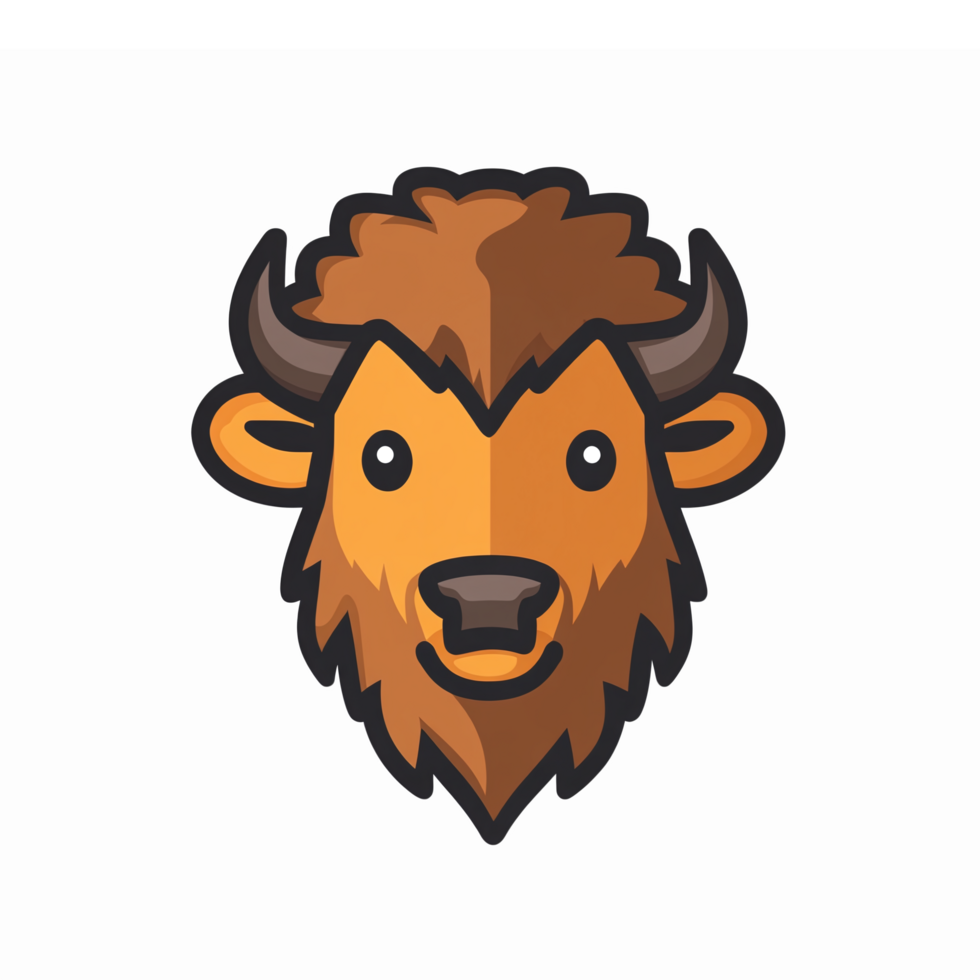 Cute Cartoon Buffalo Face with Vibrant Colors Ideal for Kids Designs and Educational Materials png