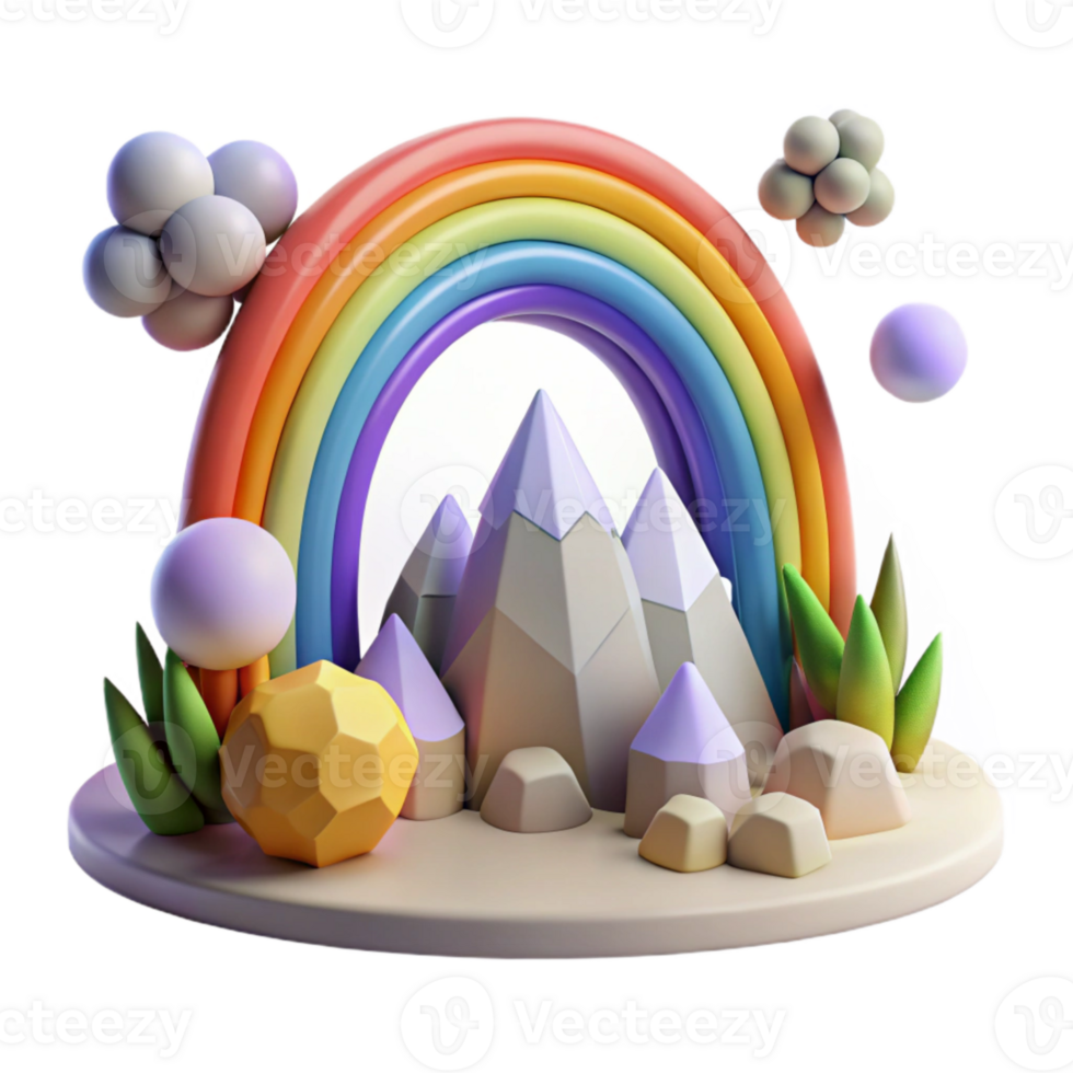 dramatic contemporary Rainbow Arching Over Landscape Isolated Cutout png