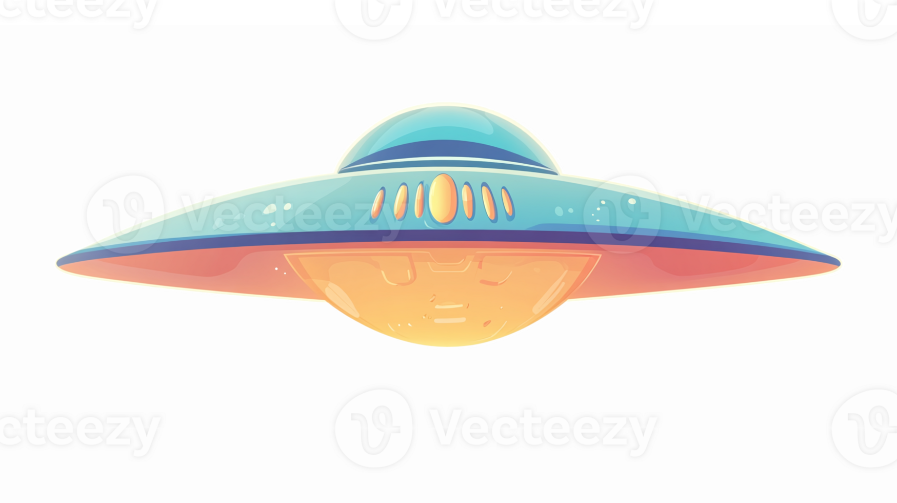 Colorful Cartoon UFO with Blue and Orange Design for Sci-Fi or Fantasy Themes png