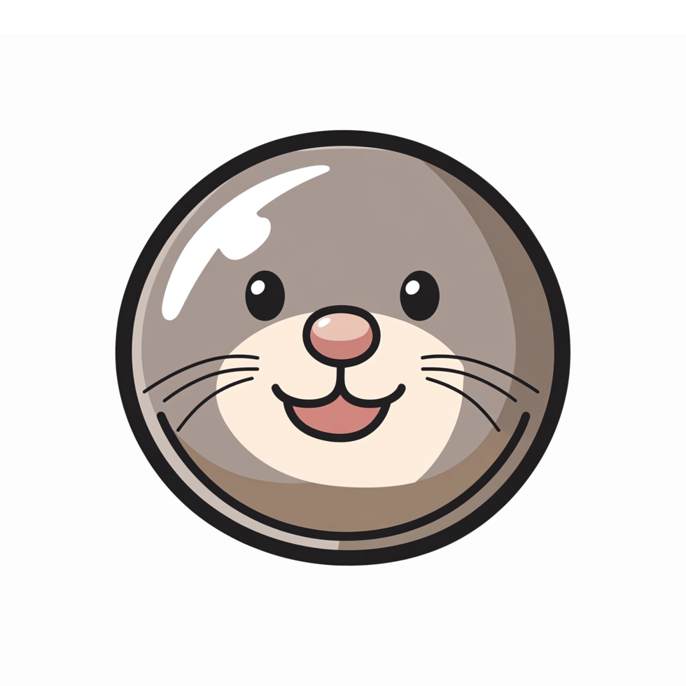 Cute Cartoon Seal Face with Cheerful Expression in a Round Design for Kids Illustrations png