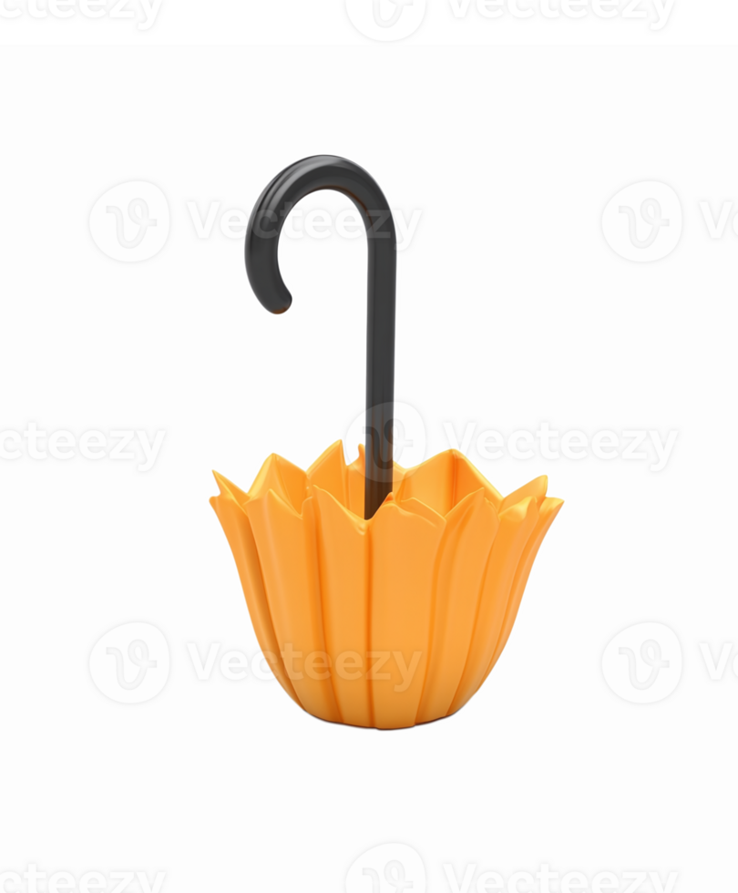 Colorful Yellow Umbrella with Unique Design and Curved Handle for Weather Protection png