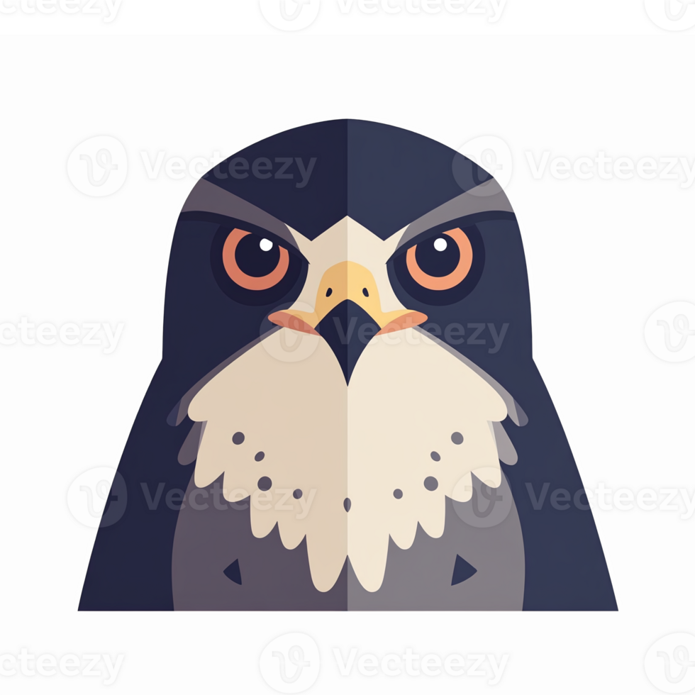 Stylized Illustration of a Fierce Cartoon Falcon Head with Geometric Shapes png