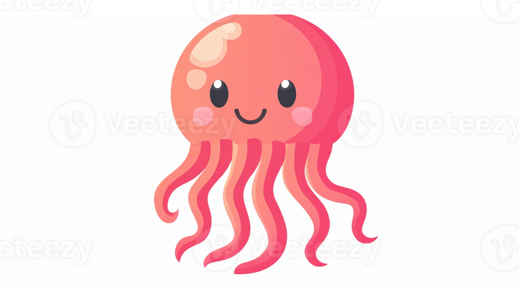 Cute Cartoon Jellyfish Character with Friendly Face and Tentacles for Childrens Illustrations png