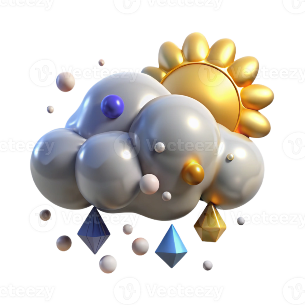 wonderful abstract Rain Cloud with Sun Peeking Through Transparent Background premium png