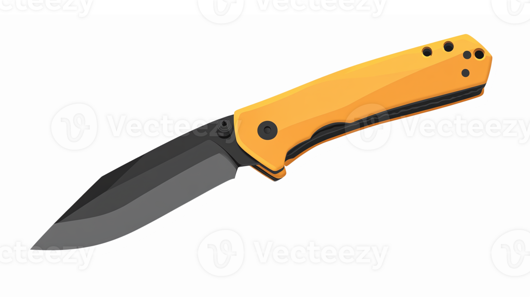 Folding Knife with Orange Handle and Black Blade for Outdoor and Survival Activities png