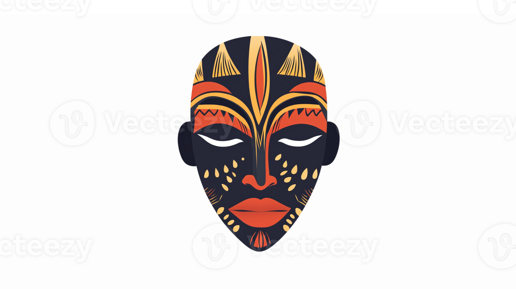 African Tribal Mask Art with Vibrant Colors and Intricate Patterns for Cultural Design Use png
