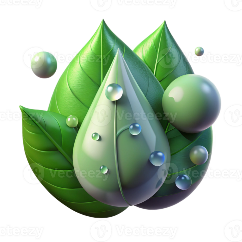 vibrant artistic Rain Drops on Green Leaf Isolated Transparent Background exclusive png