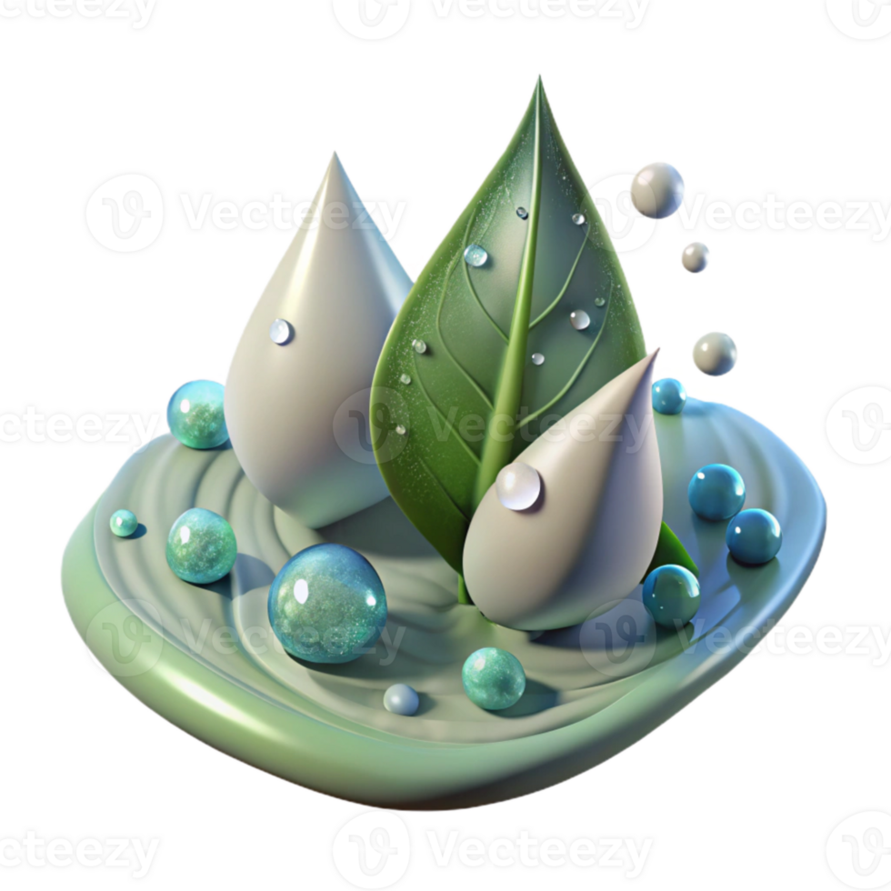 vibrant contemporary Rain Drops on Leaf Surface Cutout Isolated authentic png