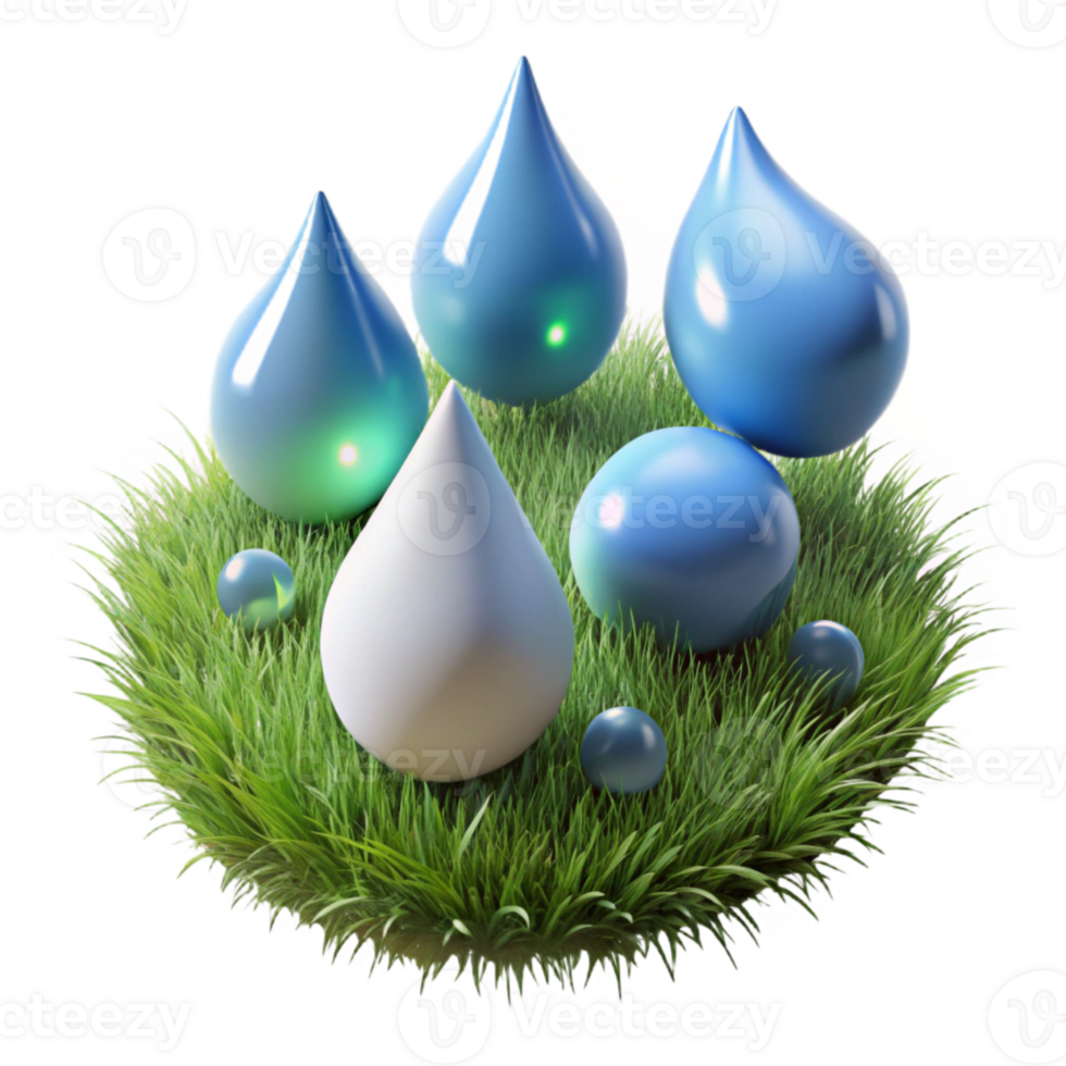 impressive minimalist Rain Drops on Grass Blade Transparent Background professional png