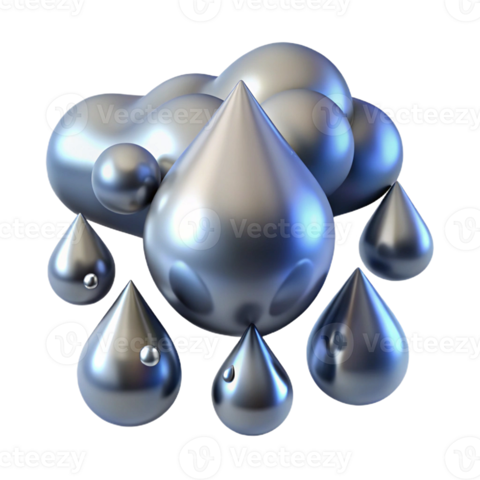 beautiful creative Rain Drops on Metal Surface Isolated Element premium png