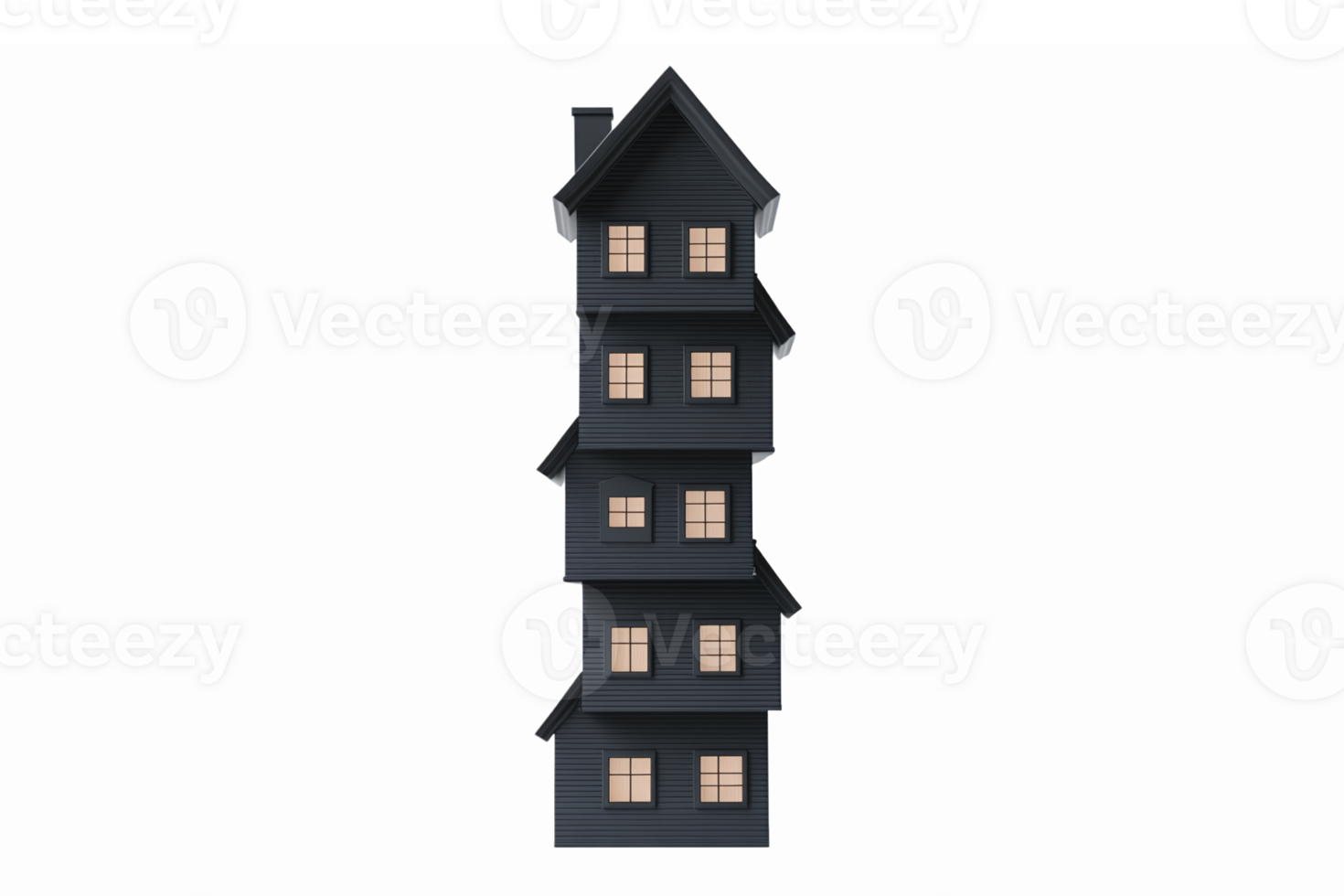 Four Story Tall Dark House with Windows Vertical Design for Home Decor and Real Estate png