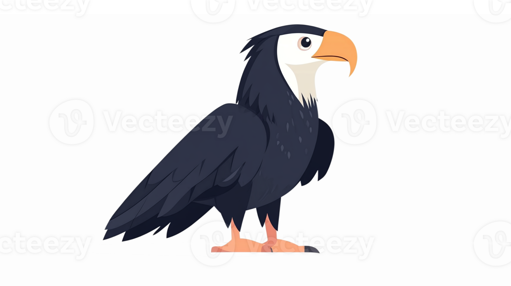 Cartoon Style Bold Eagle with Uniquely Designed Features and a Transparent Background png