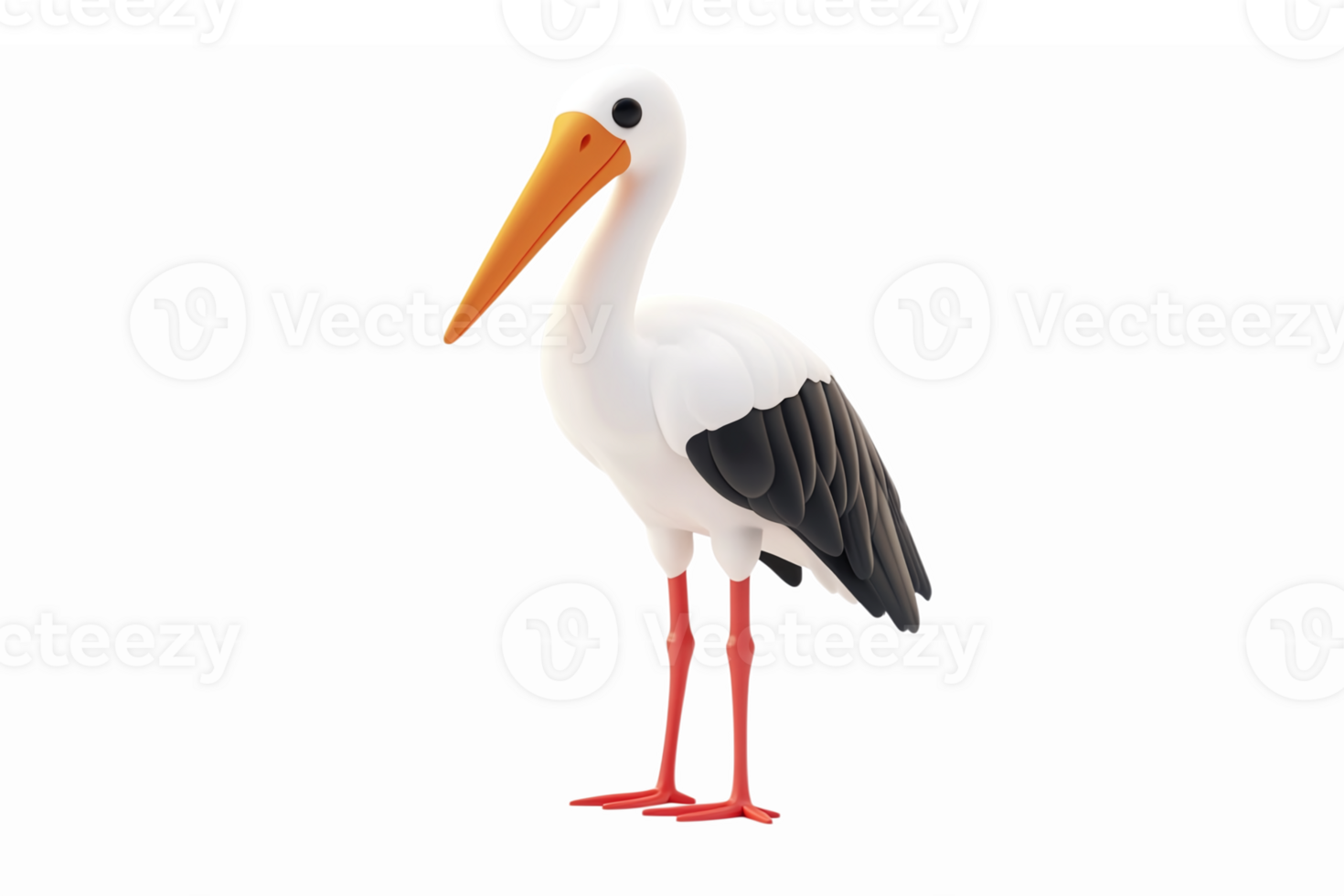Elegant Stork Bird Illustration with Detailed Features and Transparent Background for Design Projects png