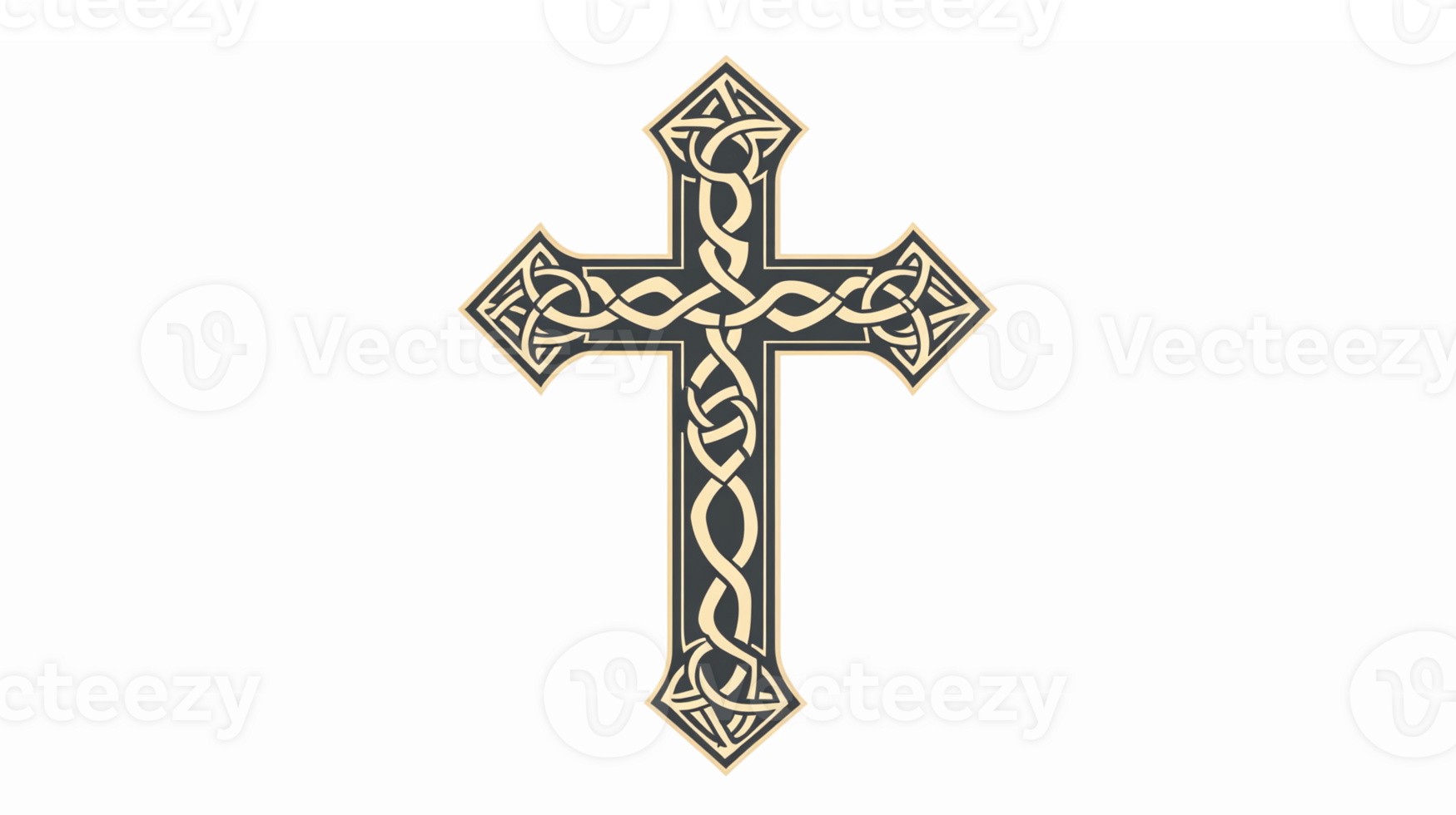 Intricate Celtic Cross Design with Decorative Knot Patterns on Transparent Background png