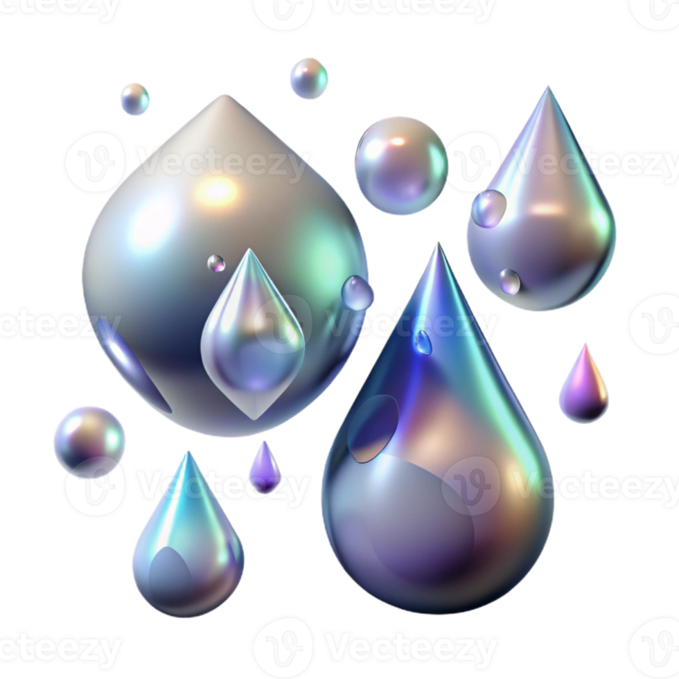 dramatic contemporary Rain Drops with 3d Effect Transparent Background authentic png