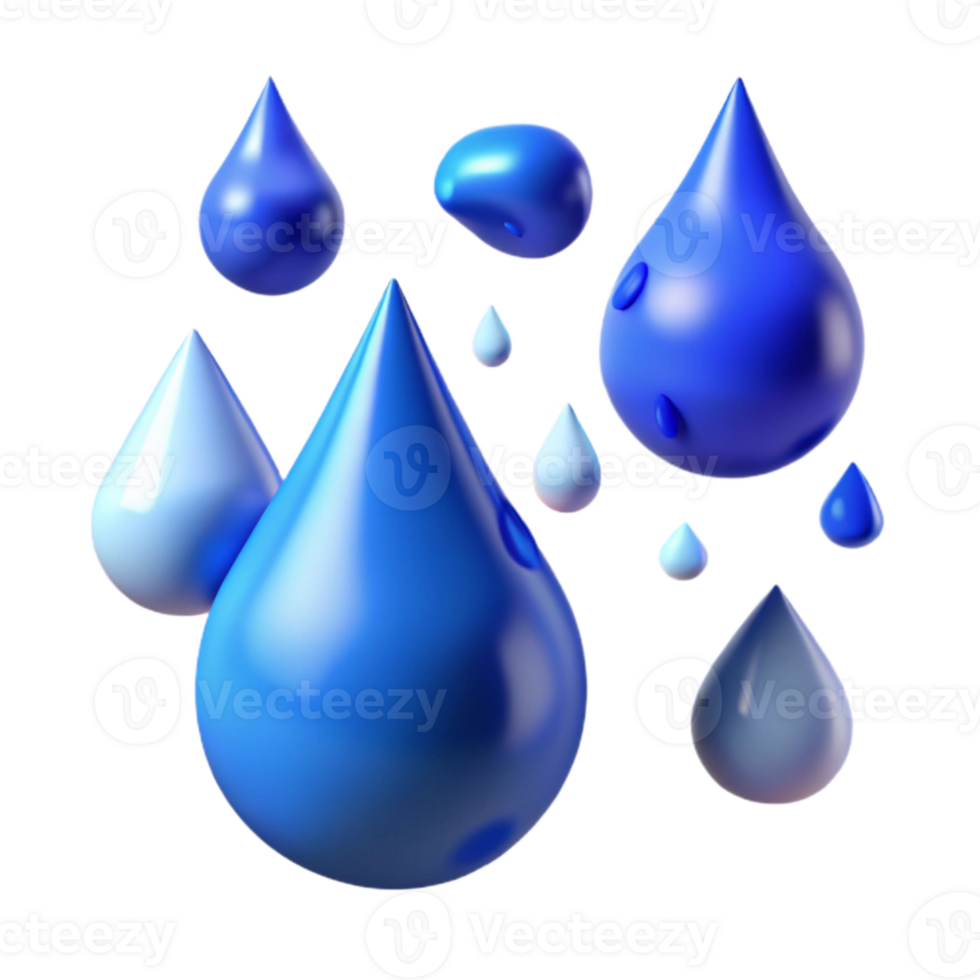 dramatic classic Rain Drops with Blue Tint Cutout Isolated premium png