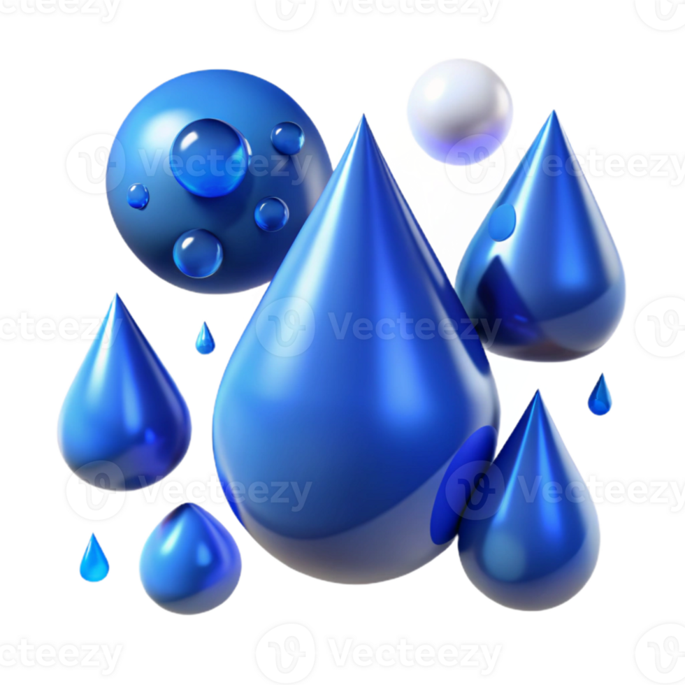 stunning abstract Rain Drops with Blue Tint Cutout Isolated genuine png