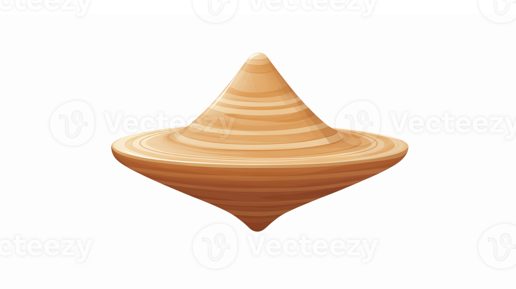 Spinning Top Illustration in Warm Wood Texture with Transparent Background for Playful Designs png