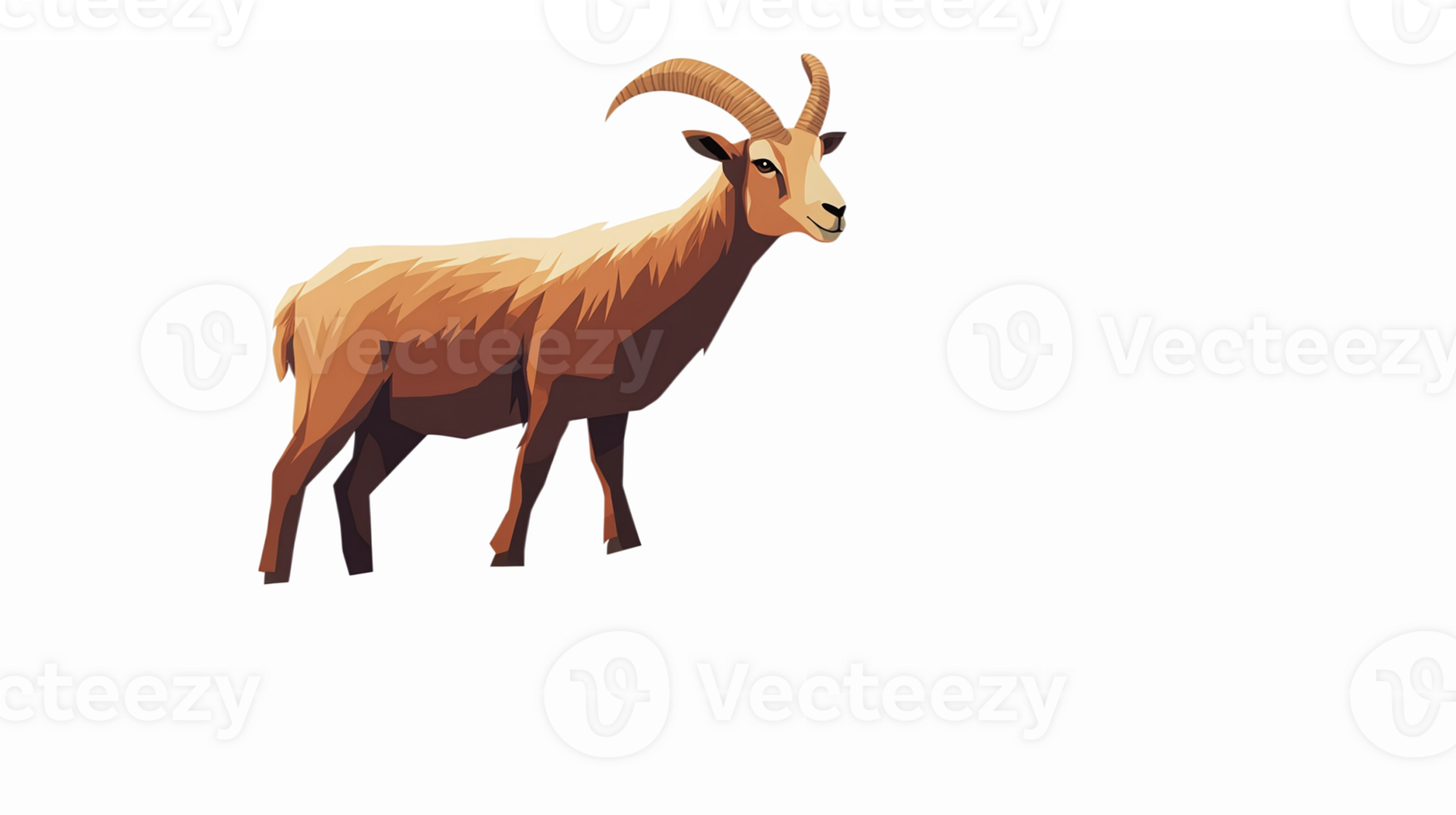 Realistic Illustration of a Mountain Goat Standing on a Transparent Background png